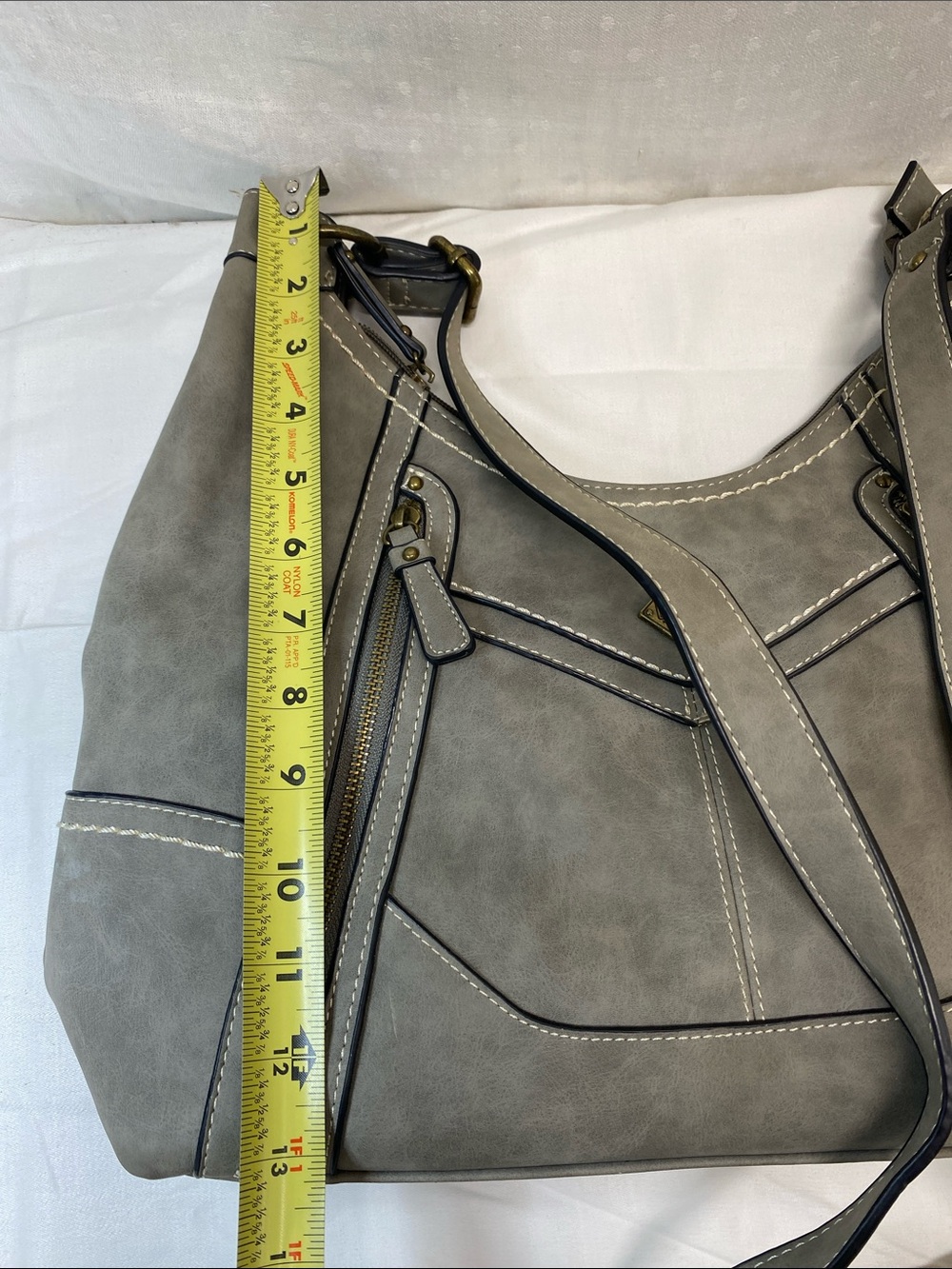 boc Gray Suede-Style hobo Shoulder Crossbody Bag adjustable strap - Picture 12 of 15